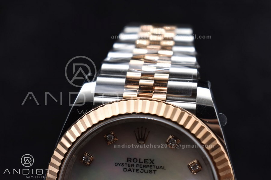 DateJust 41 SS/RG 126333 Clean 1:1 Best Edition 904L Steel White MOP Diamonds Dial on Jubilee Bracelet VR3235
