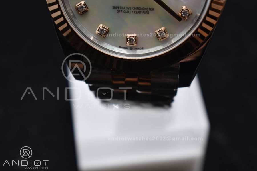 DateJust 41 SS/RG 126333 Clean 1:1 Best Edition 904L Steel White MOP Diamonds Dial on Jubilee Bracelet VR3235
