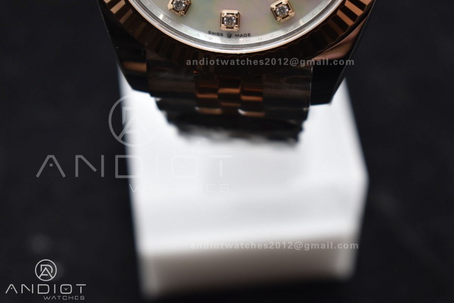 DateJust 41 SS/RG 126333 Clean 1:1 Best Edition 904L Steel White MOP Diamonds Dial on Jubilee Bracelet VR3235