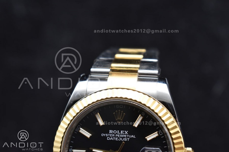 DateJust 41 126333 Clean 1:1 Best Edition 904L Steel Black Stick Dial on SS/YG Oyster Bracelet VR3235