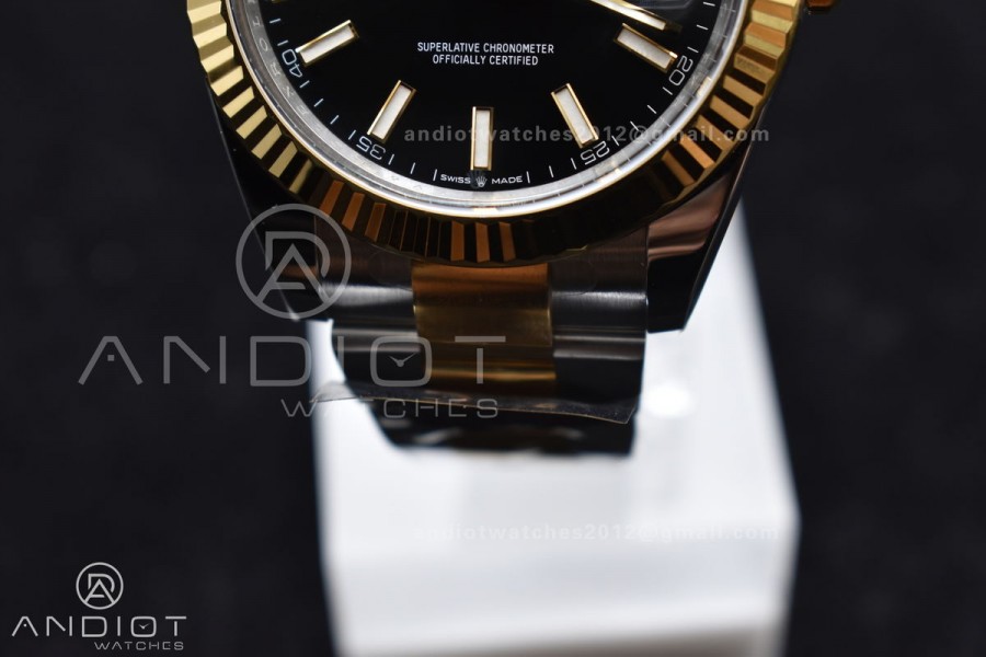 DateJust 41 126333 Clean 1:1 Best Edition 904L Steel Black Stick Dial on SS/YG Oyster Bracelet VR3235