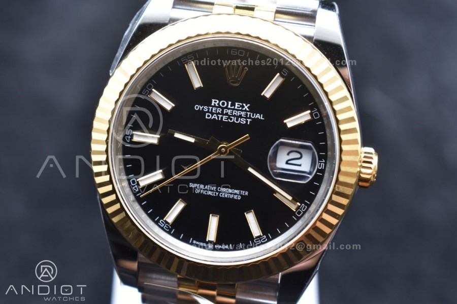 DateJust 41 126333 Clean 1:1 Best Edition 904L Steel Black Stick Dial on SS/YG Jubilee Bracelet VR3235
