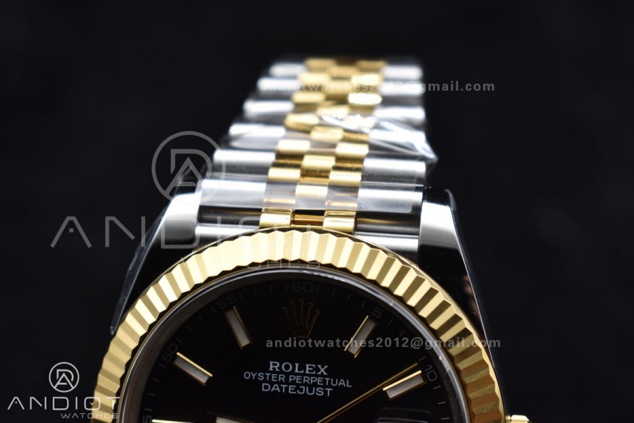 DateJust 41 126333 Clean 1:1 Best Edition 904L Steel Black Stick Dial on SS/YG Jubilee Bracelet VR3235