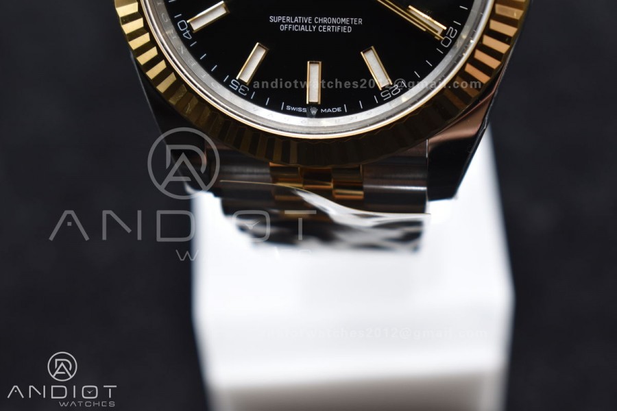 DateJust 41 126333 Clean 1:1 Best Edition 904L Steel Black Stick Dial on SS/YG Jubilee Bracelet VR3235