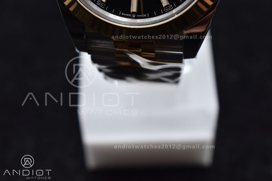 DateJust 41 126333 Clean 1:1 Best Edition 904L Steel Black Stick Dial on SS/YG Jubilee Bracelet VR3235
