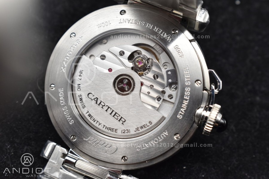 BVF Cartier Pasha Ladies Made 1:1 like the Genuine White Dial on SS Bracelet 