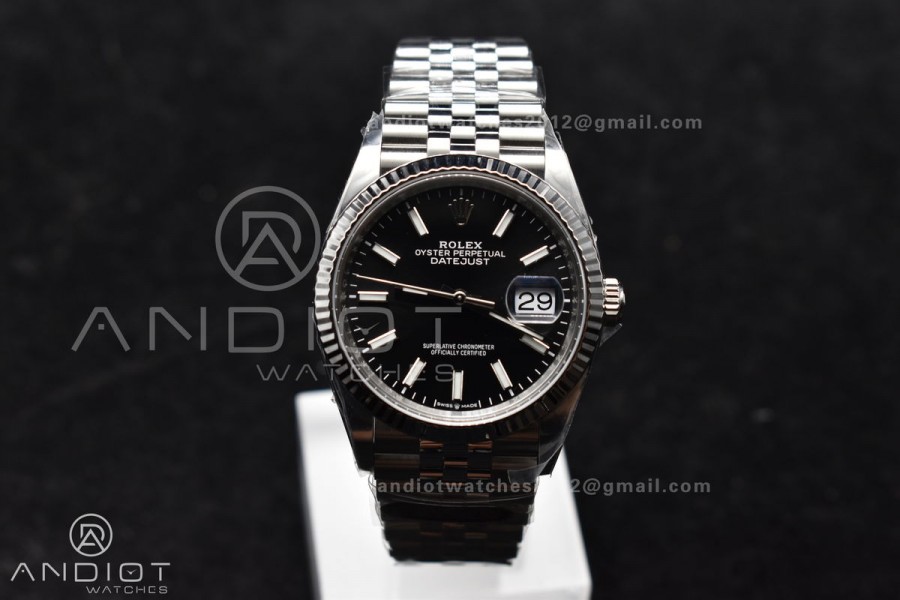 DateJust 36 126234 Clean 1:1 Best Edition 904L Steel Black Stick Dial on Jubilee Bracelet VR3235