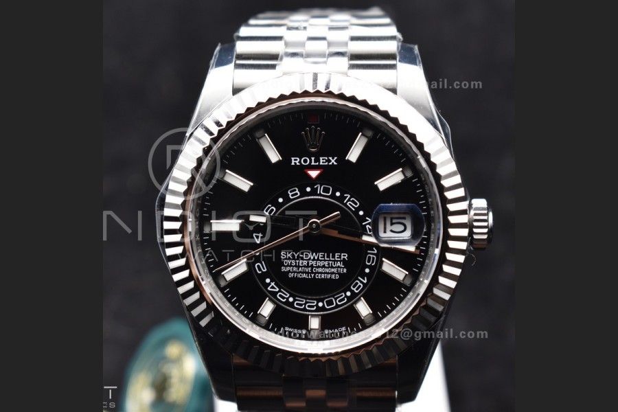Sky-Dweller 326934 904L SS ZF 1:1 Best Edition Black Dial on SS Jubilee Bracelet A2824
