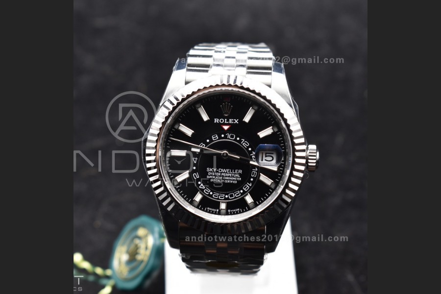 Sky-Dweller 326934 904L SS ZF 1:1 Best Edition Black Dial on SS Jubilee Bracelet A2824