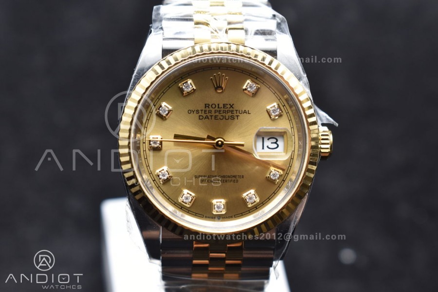 DateJust 36 126233 Clean 1:1 Best Edition 904L Steel YG Diamonds Dial on SS/YG Jubilee Bracelet VR3235