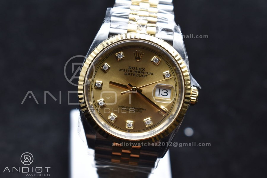 DateJust 36 126233 Clean 1:1 Best Edition 904L Steel YG Diamonds Dial on SS/YG Jubilee Bracelet VR3235