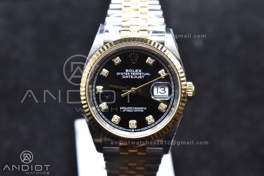 DateJust 36 126233 Clean 1:1 Best Edition 904L Steel Black Diamonds Dial on SS/YG Jubilee Bracelet VR3235