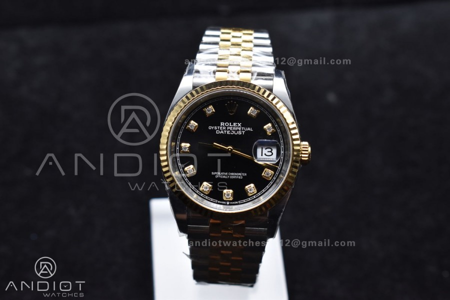 DateJust 36 126233 Clean 1:1 Best Edition 904L Steel Black Diamonds Dial on SS/YG Jubilee Bracelet VR3235