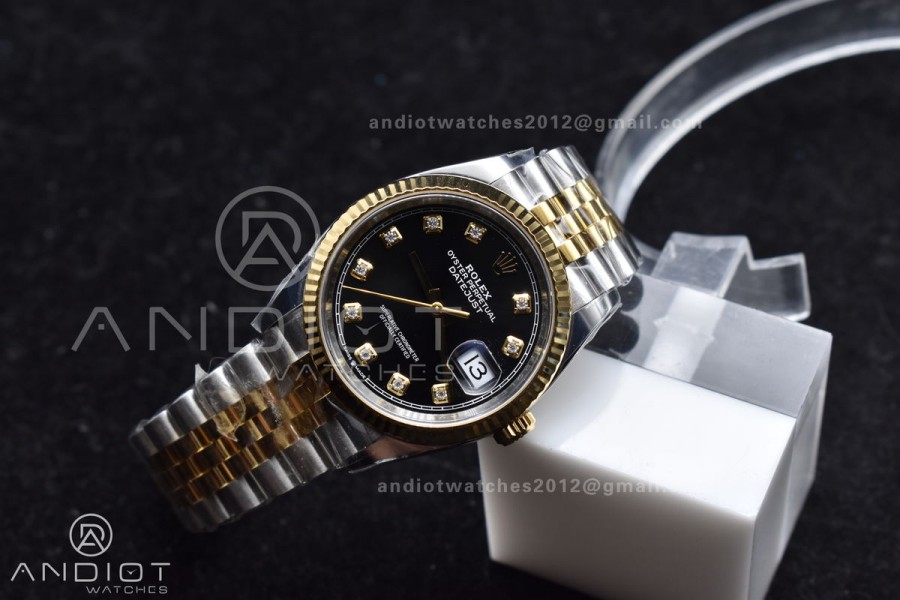 DateJust 36 126233 Clean 1:1 Best Edition 904L Steel Black Diamonds Dial on SS/YG Jubilee Bracelet VR3235