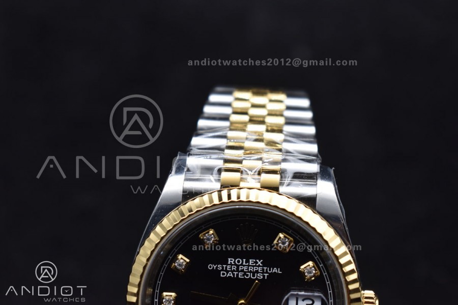 DateJust 36 126233 Clean 1:1 Best Edition 904L Steel Black Diamonds Dial on SS/YG Jubilee Bracelet VR3235