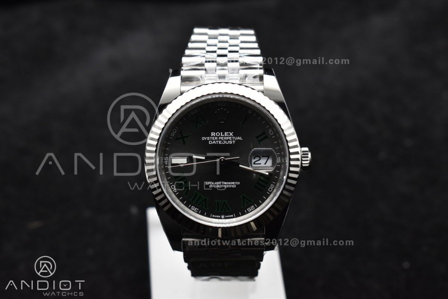 DateJust 41 126330 Wimbledon 904L SS ARF 1:1 Best Edition Gray Dial Green Roman On Jubilee Bracelet Vr3235