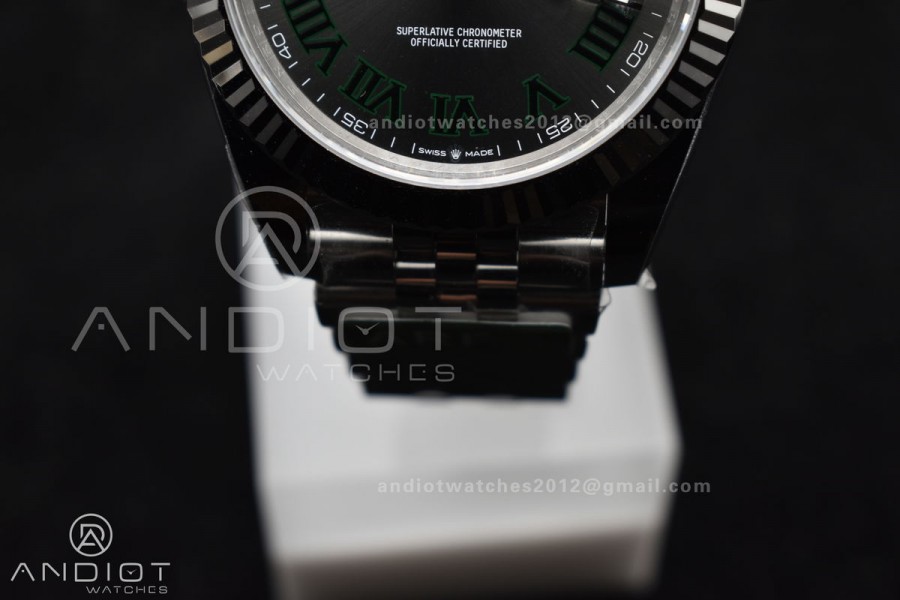 DateJust 41 126330 Wimbledon 904L SS ARF 1:1 Best Edition Gray Dial Green Roman On Jubilee Bracelet Vr3235