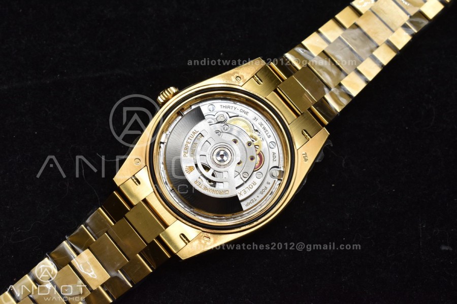 Day Date 40 YG 228238 ARF 1:1 Best Edition Black Stick Dial On President Bracelet VR3255 (Gain Weight)