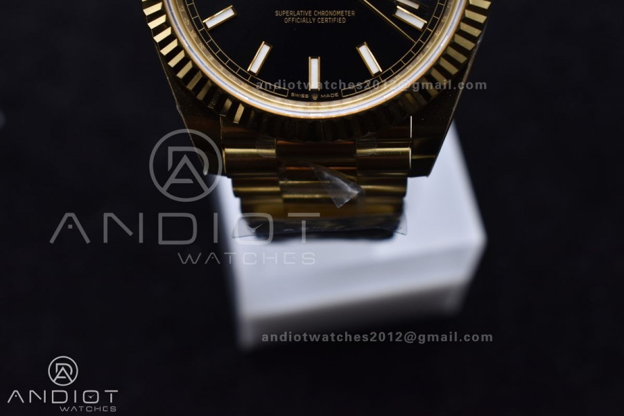 Day Date 40 YG 228238 ARF 1:1 Best Edition Black Stick Dial On President Bracelet VR3255 (Gain Weight)