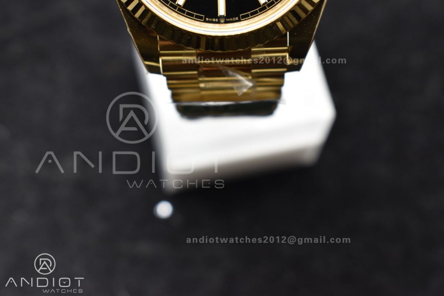 Day Date 40 YG 228238 ARF 1:1 Best Edition Black Stick Dial On President Bracelet VR3255 (Gain Weight)