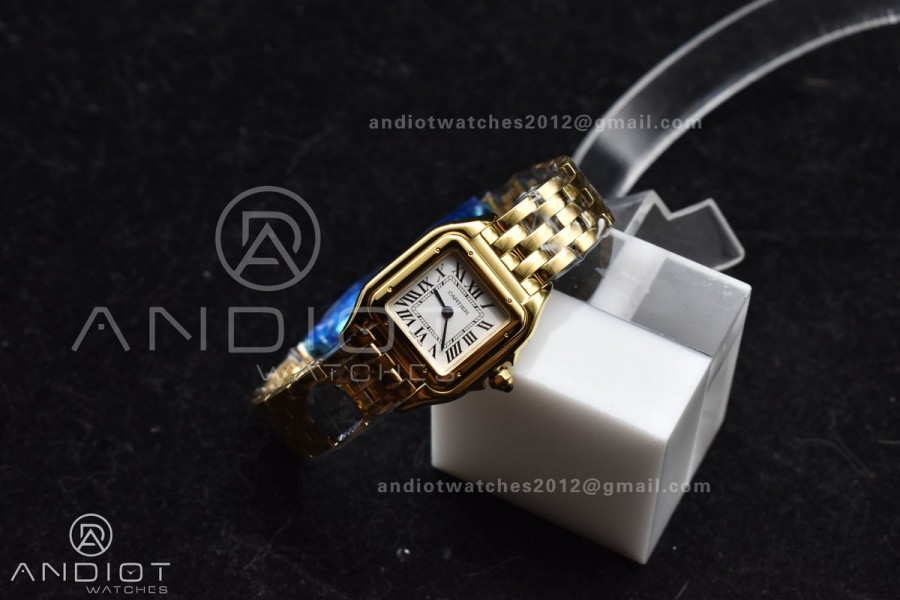 Panthère 22mm BVF 1:1 Best Edition Full YG White Dial On Full YG Bracelet Ronda Quartz