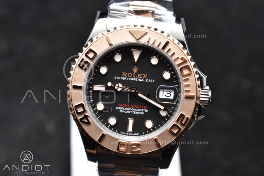 Yacht-Master RG 37mm 268621 CVSF 1:1 Best Edition Black Dial 316L SS Case and Bracelet A2824