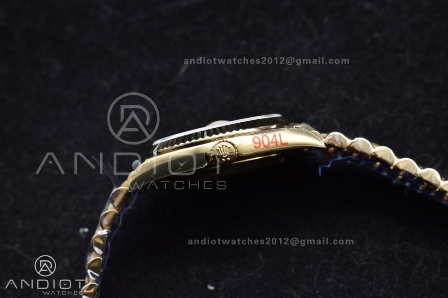 DayDate 40 YG GMF Tungsten Weighted 904L Steel White Dial Stick Markers On President Bracelet A2836 V2