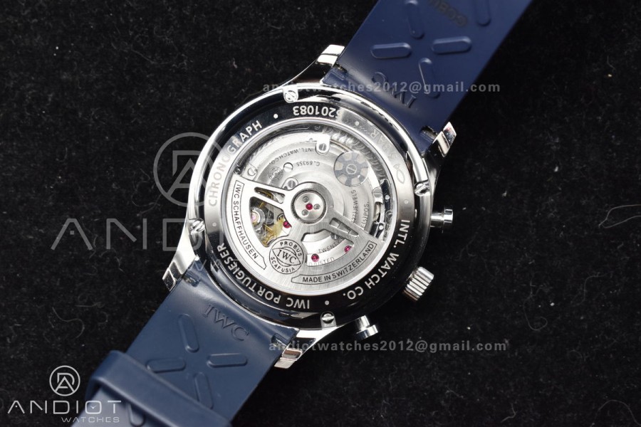 Portuguese Chrono IW3716 Z+F 1:1 Best Edition White/Blue Dial on Blue Rubber Strap A69355