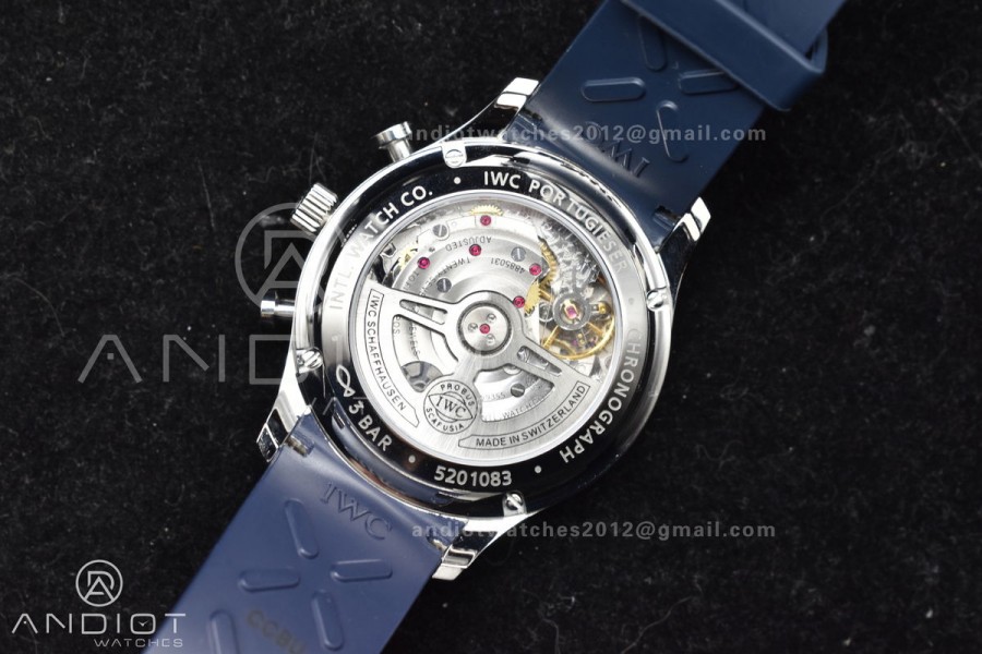 Portuguese Chrono IW3716 Z+F 1:1 Best Edition White/Blue Dial on Blue Rubber Strap A69355