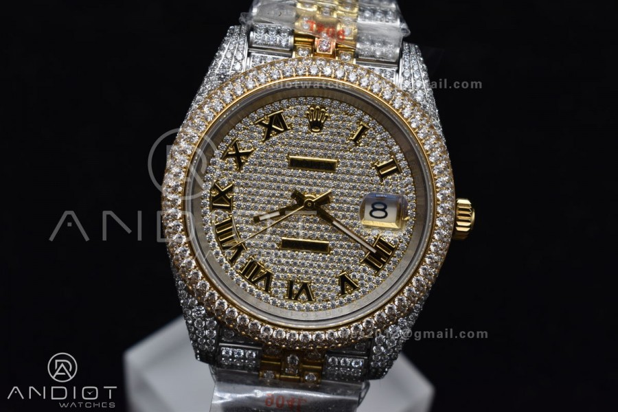 TWD 41mm Best Version Diamond DateJust Roman Dial 2 Tone Yellow Gold