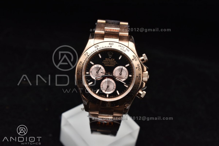Daytona 116505 QF 1:1 Best Edition Black/RG Dial on RG Bracelet SH4130 V3 (Gain Weight)