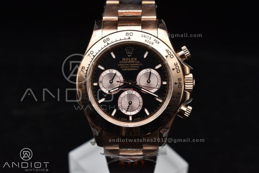 Daytona 116505 QF 1:1 Best Edition Black/RG Dial on RG Bracelet SH4130 V3 (Gain Weight)