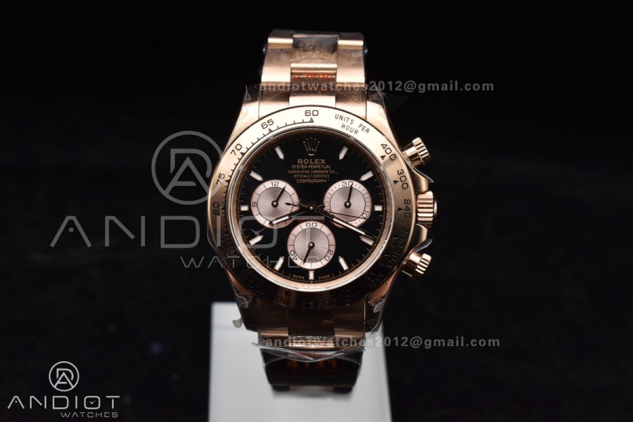 Daytona 116505 QF 1:1 Best Edition Black/RG Dial on RG Bracelet SH4130 V3 (Gain Weight)