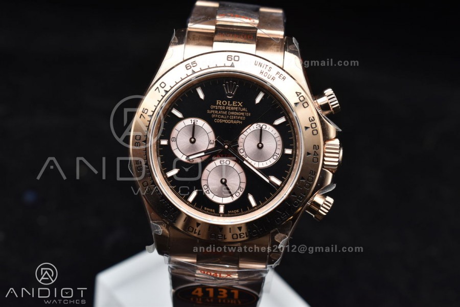 Daytona 116505 QF 1:1 Best Edition Black/RG Dial on RG Bracelet SH4130 V3 (Gain Weight)