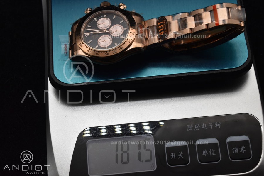Daytona 116505 QF 1:1 Best Edition Black/RG Dial on RG Bracelet SH4130 V3 (Gain Weight)