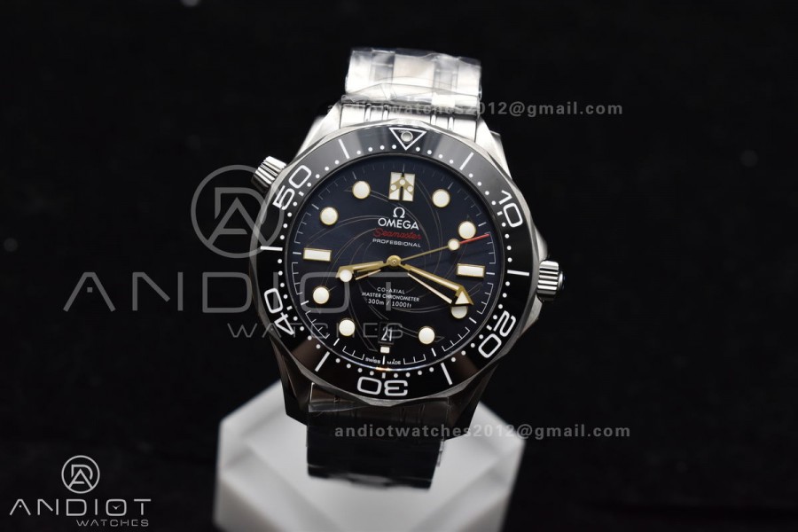 Seamaster Diver 300M VSF 1:1 Best Edition James Bond 007 Black Ceramic Black Dial On SS Bracelet A8800