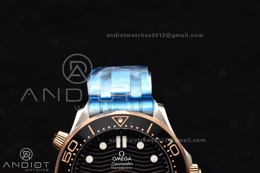 Seamaster Diver 300M SS/RG VSF 1:1 Best Edition Black Ceramic Black Dial on SS Bracelet A8800