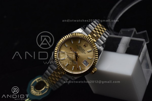 DateJust 31 Ladies 278273 GSF 316L Steel Gold Dial...