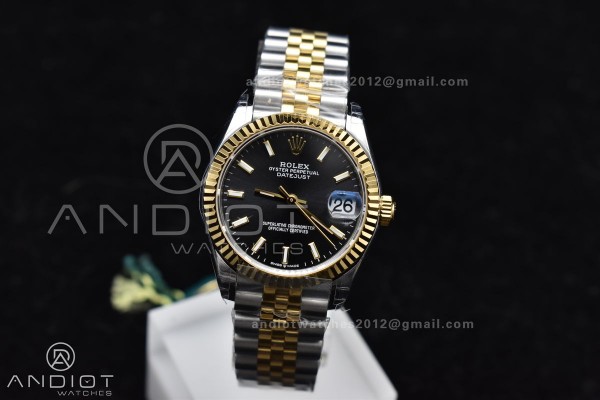 DateJust 31 Ladies 278273 GSF 316L Steel Black Dia...