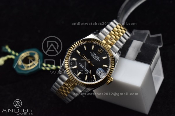 DateJust 31 Ladies 278273 GSF 316L Steel Black Dia...