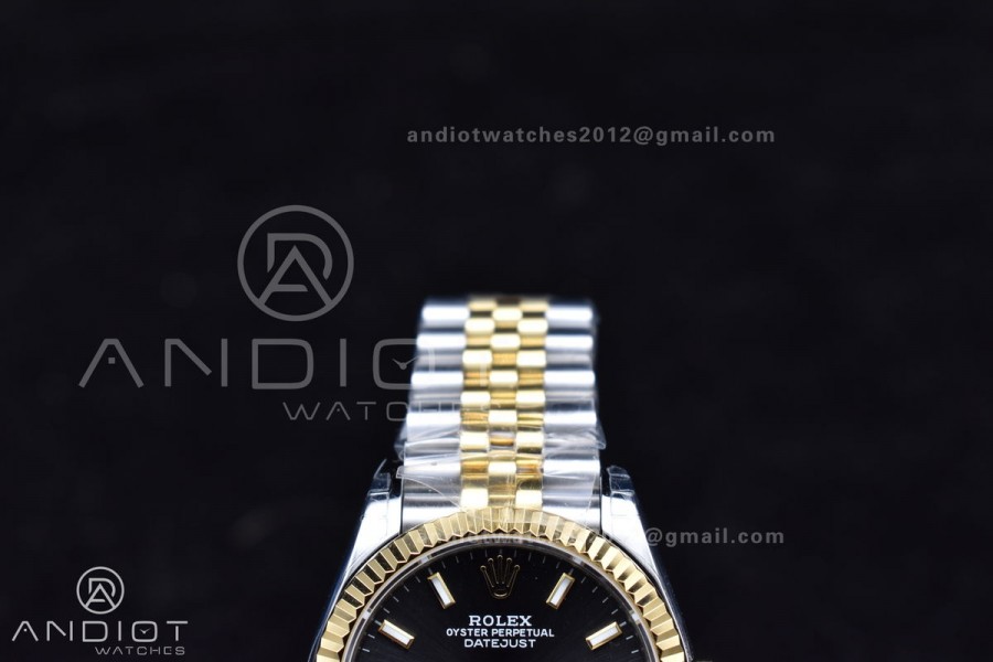 DateJust 31 Ladies 278273 GSF 316L Steel Black Dial Stick Markers on YG President Bracelet