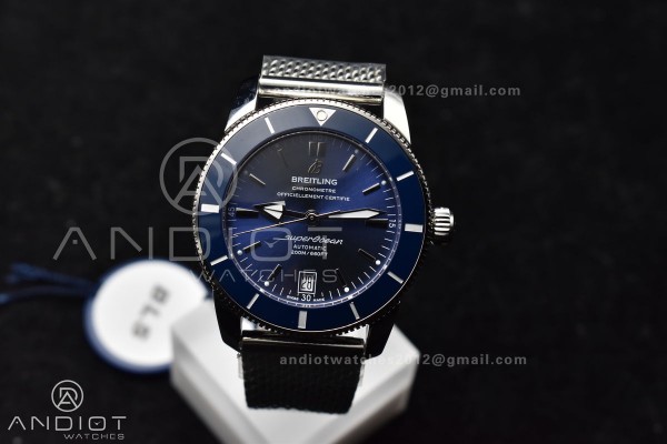 SuperOcean Heritage II BLSF 42mm SS Blue Dial Blue...