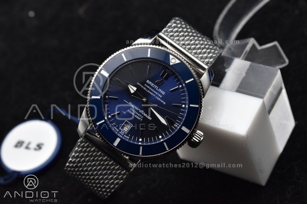 SuperOcean Heritage II BLSF 42mm SS Blue Dial Blue...