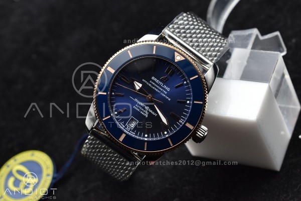SuperOcean Heritage II BLSF 42mm SS Blue Dial Blue...