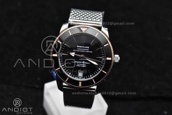 SuperOcean Heritage II BLSF 42mm SS Black Dial Bla...