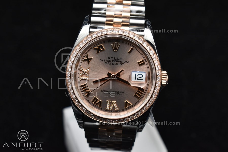 DateJust 36 SS 126281rbr VSF 1:1 Best Edition 904L Steel RG Roman Dial on Jubilee Bracelet VS3235