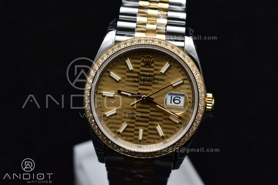 DateJust 36 SS 126283rbr VSF 1:1 Best Edition 904L Steel YG Textured Dial on Jubilee Bracelet VS3235