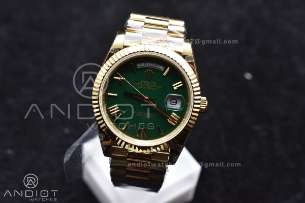 DayDate 40 YG GMF Gain Weight 904L Steel Green Dia...