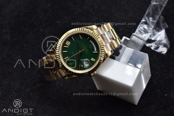 DayDate 40 YG GMF Gain Weight 904L Steel Green Dia...