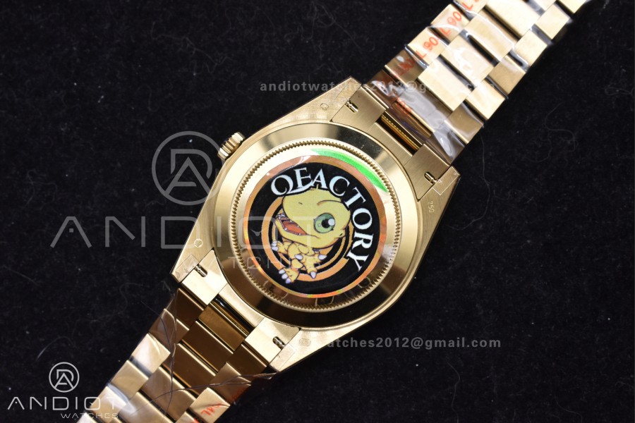 DayDate 40 YG QF Best Edition 904L Steel Green/Black Dial on President Bracelet A2836 V4 (Gain Weight)